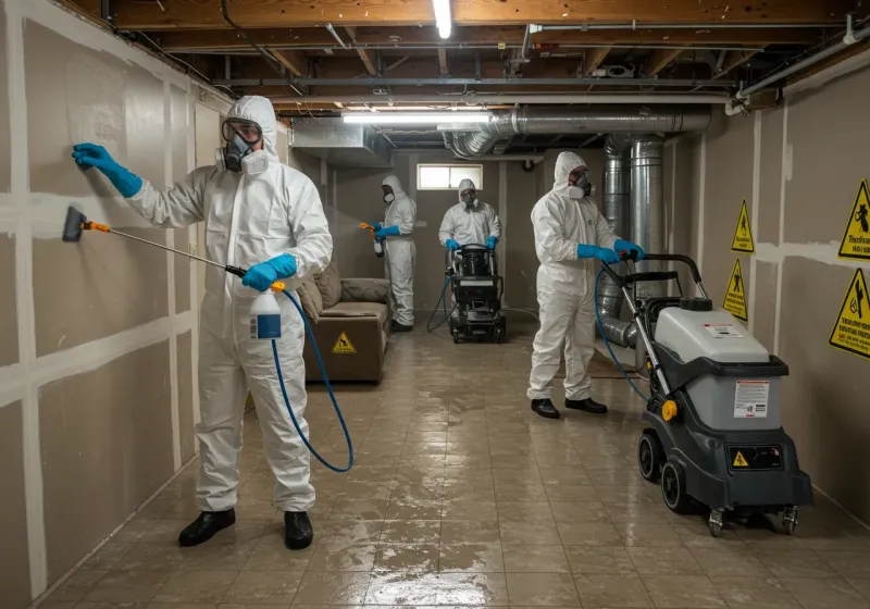 Basement Moisture Removal and Structural Drying process in Sarita, TX